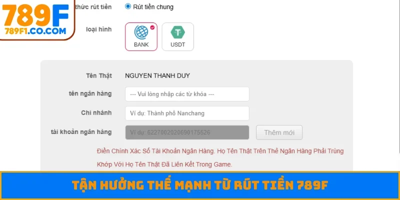 Tận hưởng thế mạnh từ rút tiền 789F